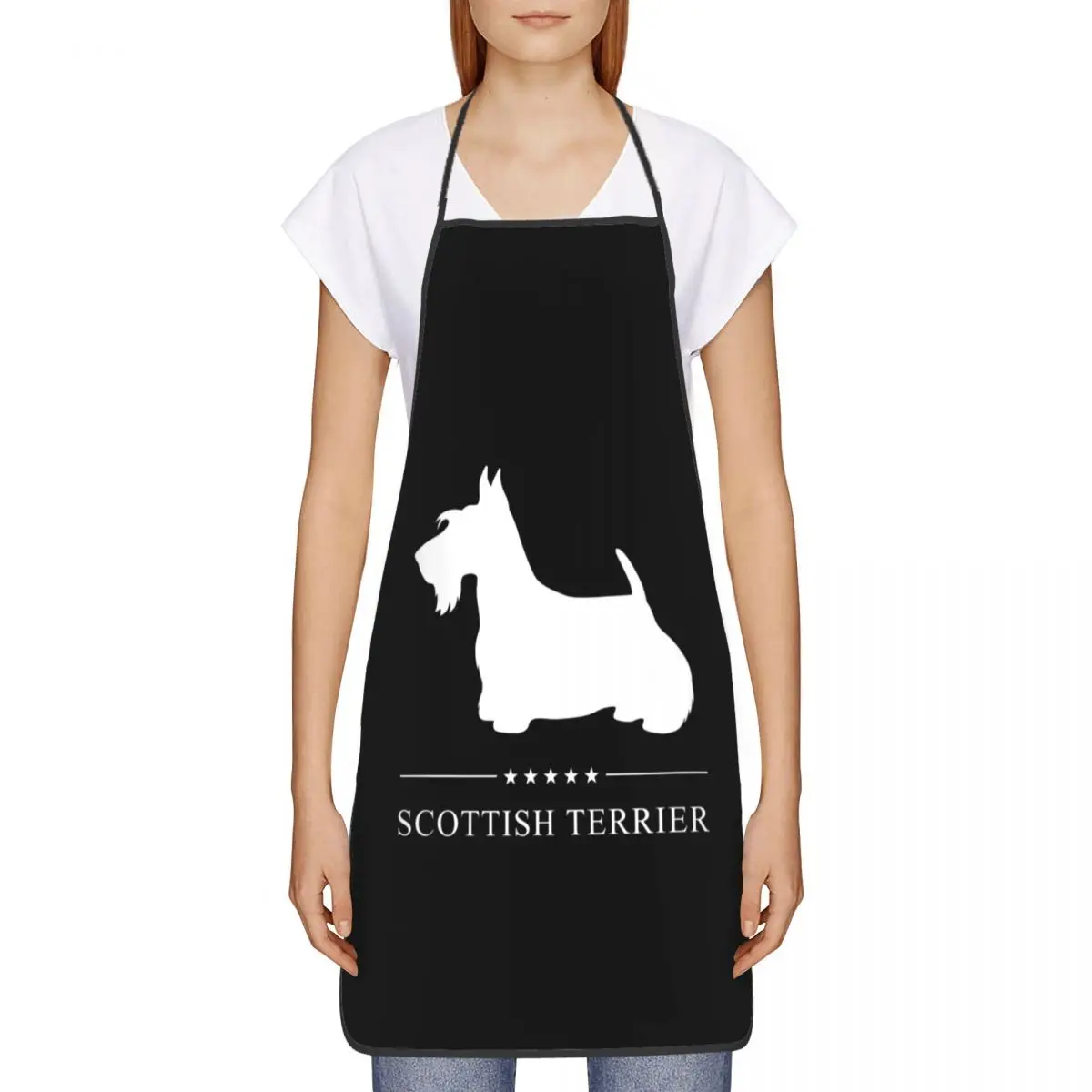 Custom Bib Scottish Terrier Apron Men Women Unisex Adult Chef Cooking Kitchen Scottie Dog Tablier Cuisine Painting