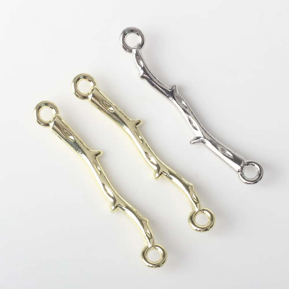 10pcs Double Hole Tree Branch Shape Pendant Charms For Jewelry Making Connector Handmade DIY Bracelet Necklace Accessories