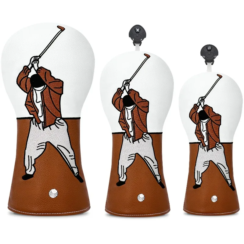 1pc High-Quality Golf Head Cover with Exquisite Embroidery - Ultra-Soft Plush Lining, Durable PU Protective Case - White, Ideal