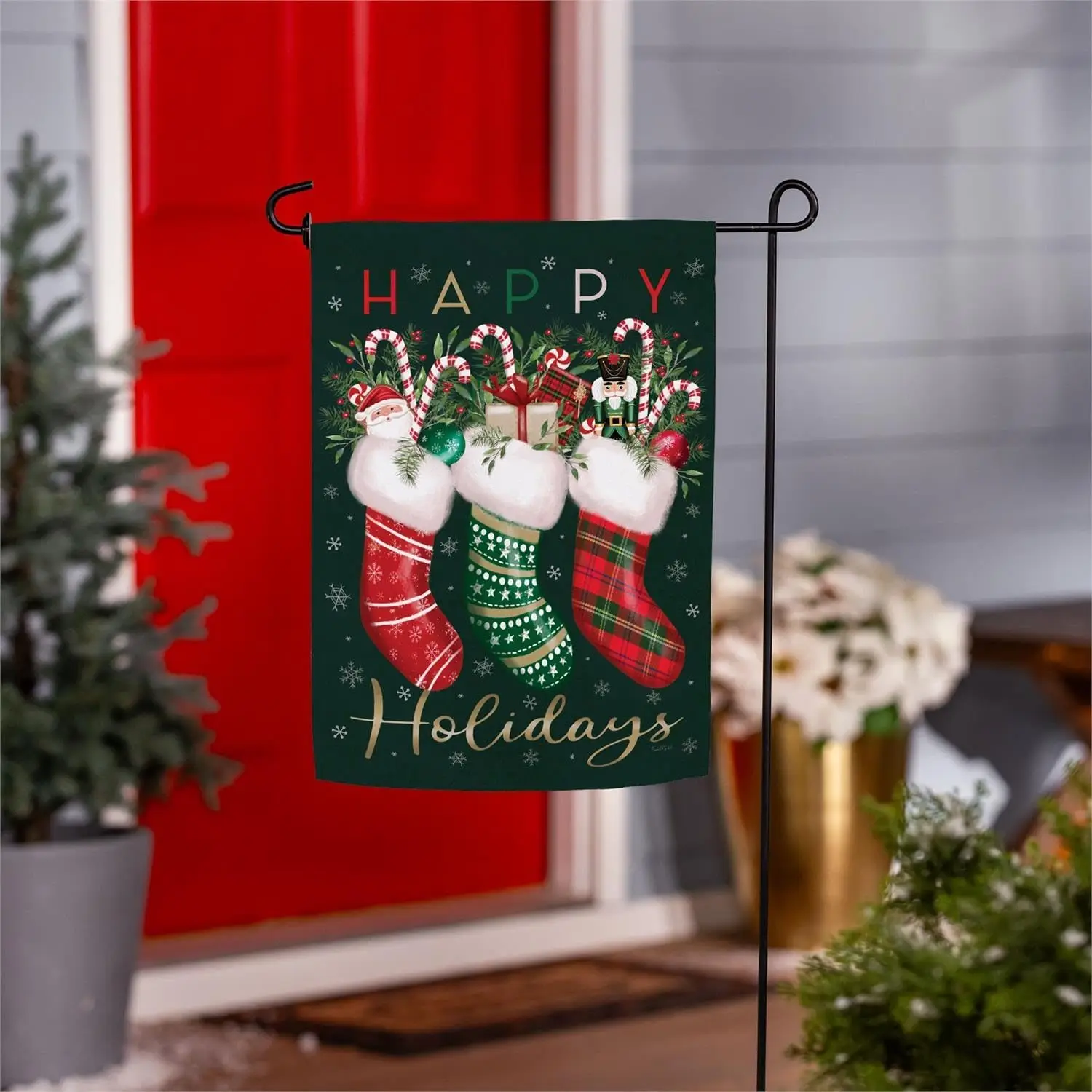 Evergreen Festive Fun Stockings Garden Flag 12x18 Inch Double Sided for Outside, Outdoor Welcome Winter Flags for Holiday Ch yyi