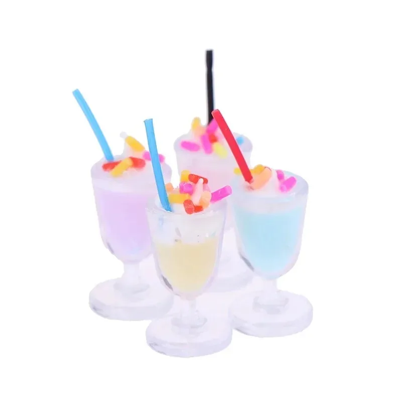 4 Pieces Mini Ice Cream Cup Model, Dollhouse Drink Decor Random Ornaments