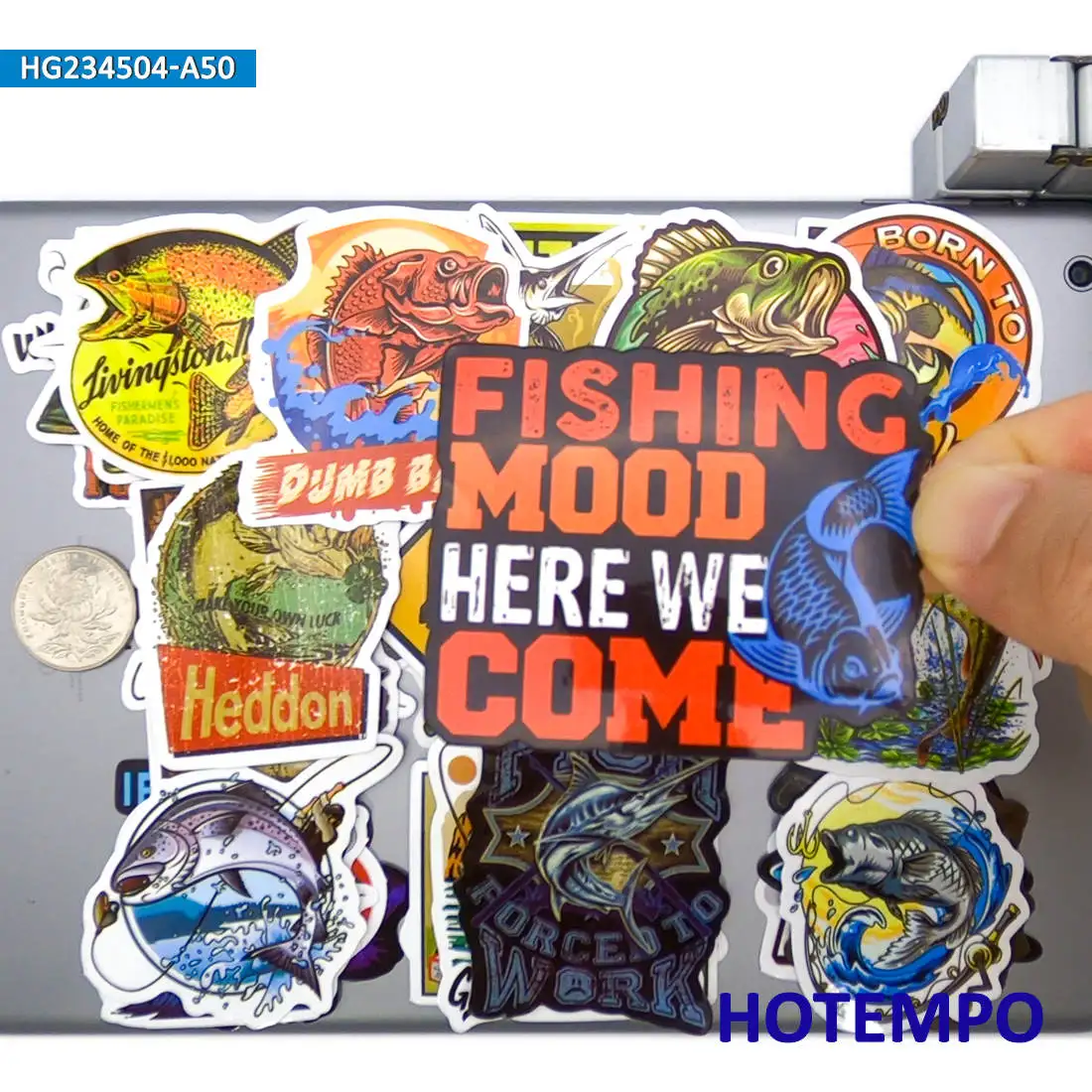 20/30/50PCS Fishing Stickers Outdoor Trip Mixed Fish Fisherman Decals for Boats Luggage Car Motorcycle Laptop Phone Sticker Toys