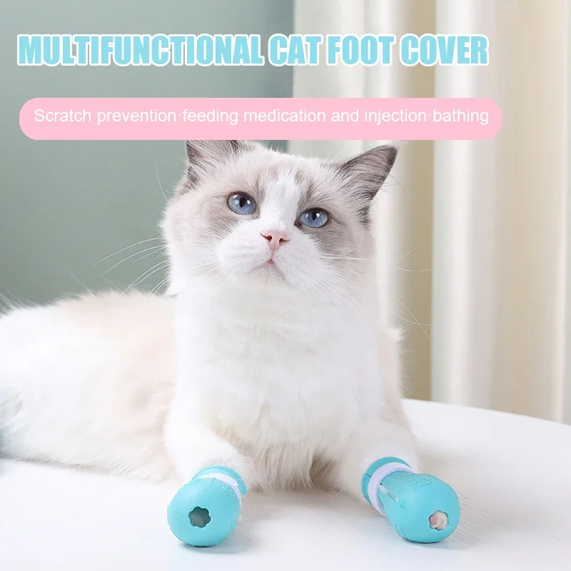 Cat Claw Protector Bath Anti-Scratch Cat Shoes For Cat Adjustable Pet Bath Wash Boots Cat Paw Nail Cover Pet Grooming Supplies