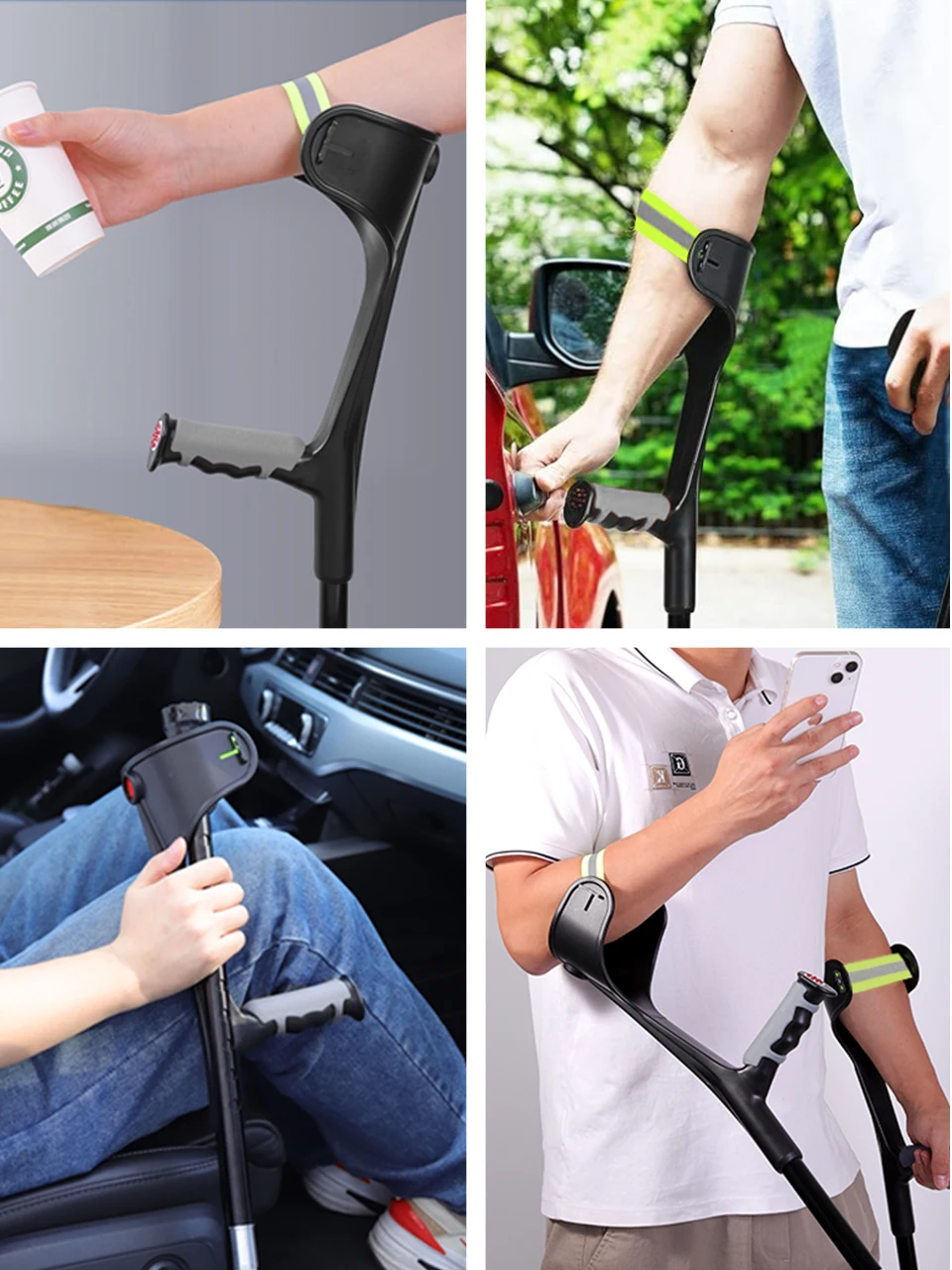 زوج عكازات الساعد من Lefeke قابلة للطي خفيفة الوزن وقابلة للتعديل مع مقابض مطاطية وقبضة مريحة ومقاومة للاهتراء #6