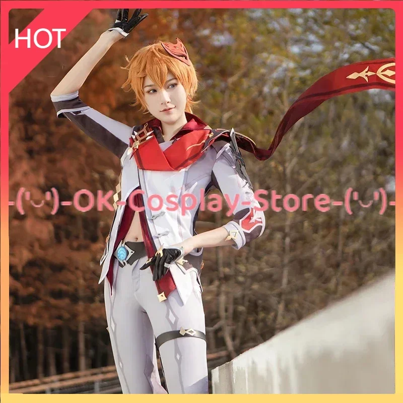 

[Custom Made] Game Genshin Impact Tartaglia Cosplay Costume Top Pants Gloves Set Anime Outfit Halloween Carnival Uniform