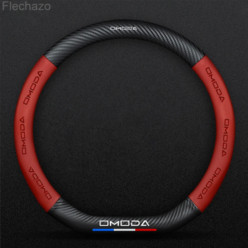 Car Steering Wheel Cover Carbon Fiber Leather Protection Cover Breathable for Chery Omoda 5 9 C5 5 FX EV 2022 2023 2024 2025 Car