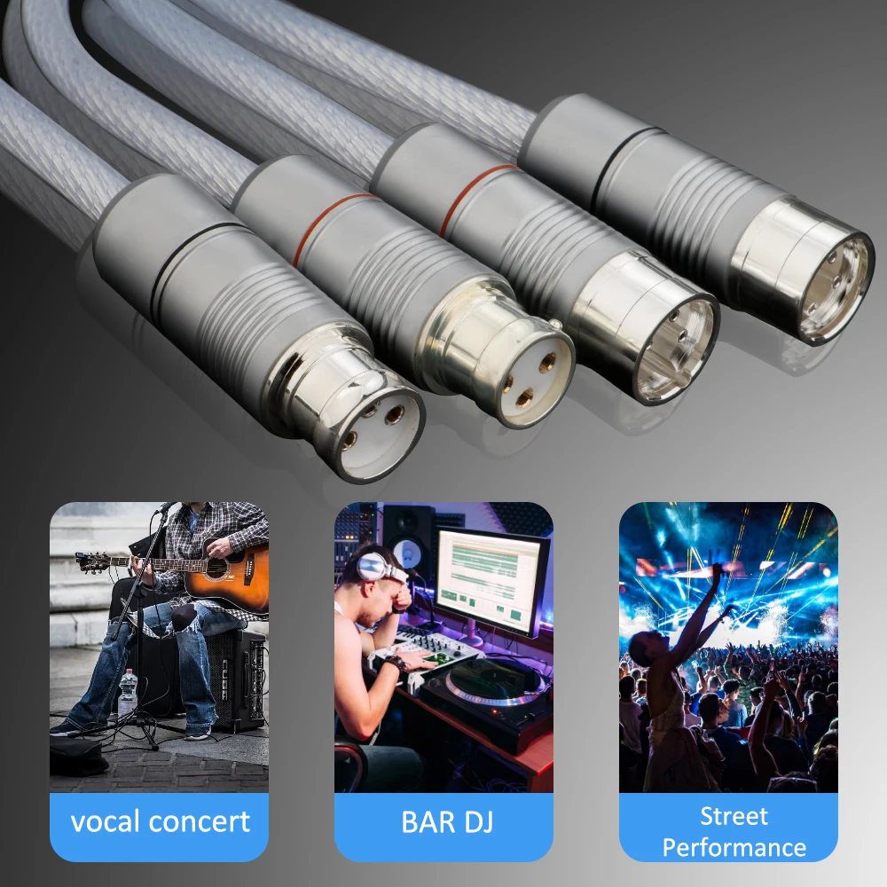 XLR 케이블 Hifi 가라오케 마이크 캐논 케이블 12 코어 OFC 실버 3 핀 XLR 암-수 플러그 밸런스드 라인 오디오 믹서 앰프