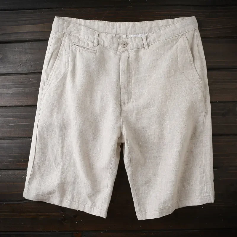 Japanese! Comfortable and cool antibacterial! Summer pure linen five-point casual pants shorts