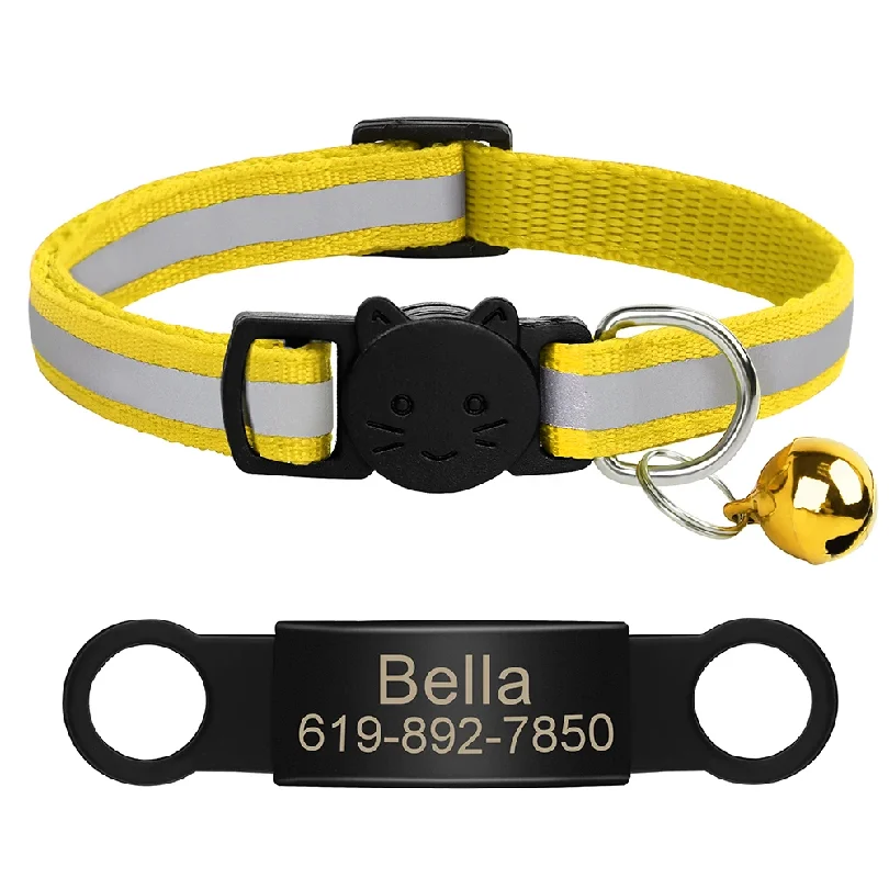 Reflective cat collar, Puppy Cat pet neck chain with Bell, with anti-lost function, suitable for cats