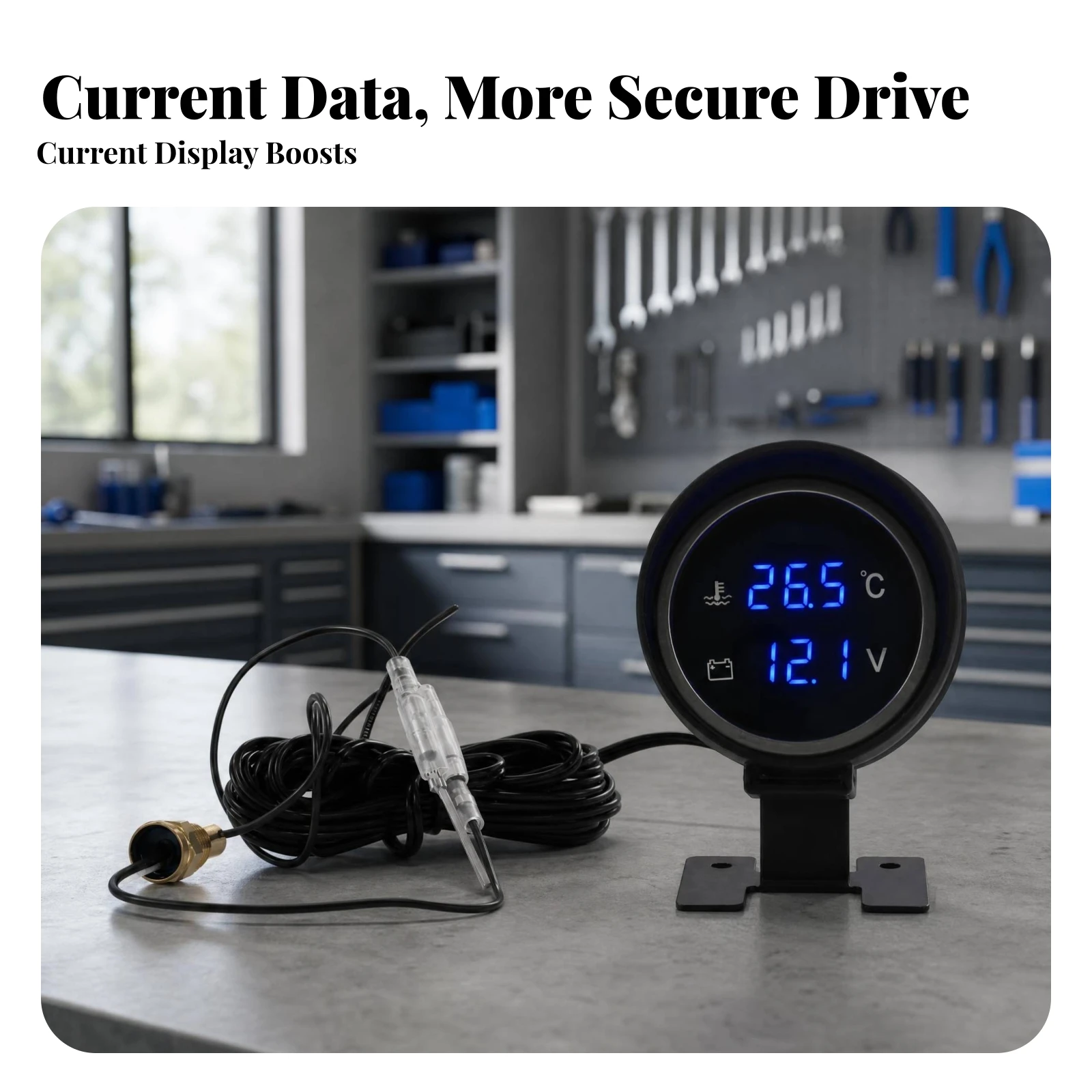 Water Temperature Gauge Water Temp Meter Sensor Included Black Body 52mm Size Dual Digital Automotive Gauge