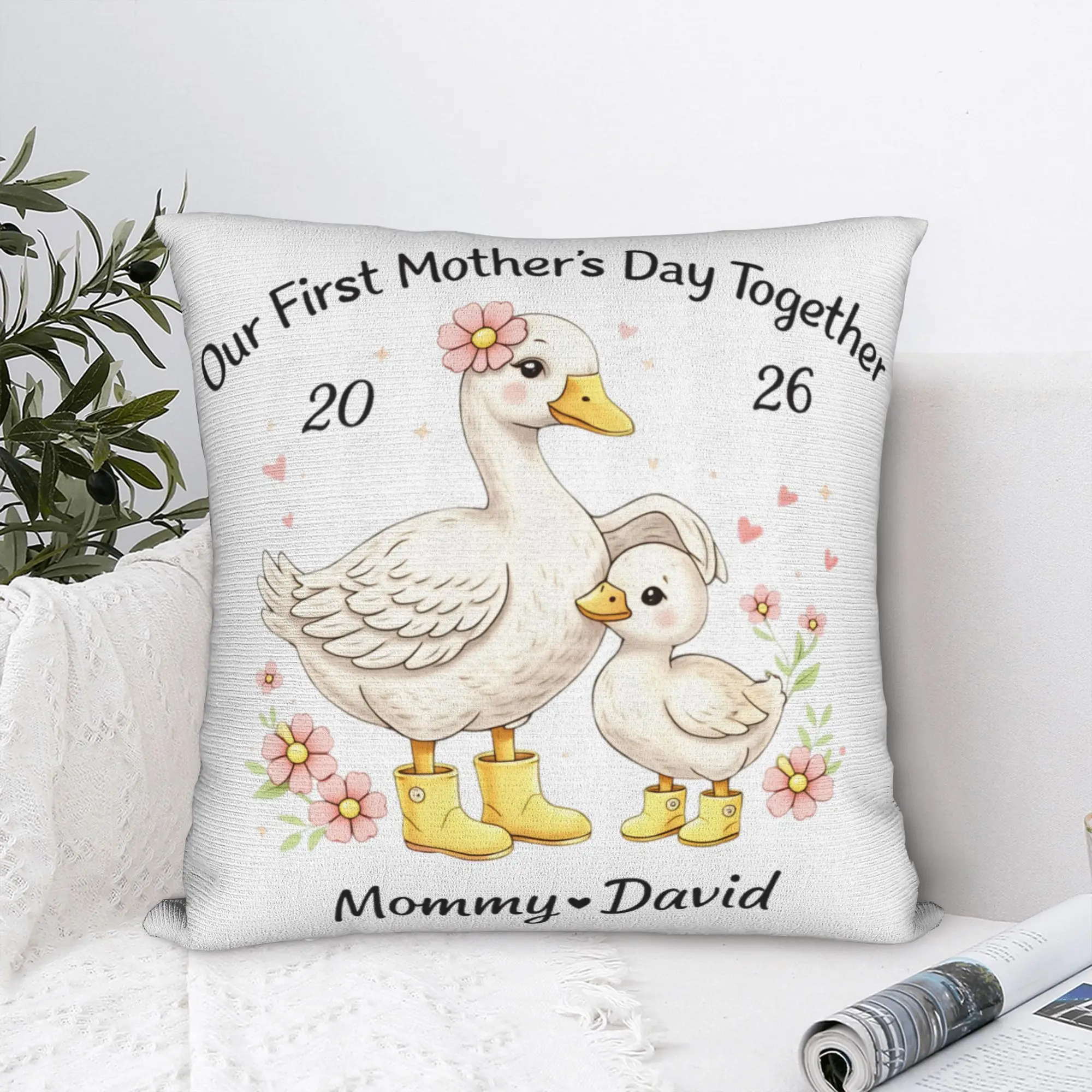 Our First Mothers Day Together Pillow Cover  Comfy Cushion Cover Kawaii Pillow Case For Office Car Home Decor