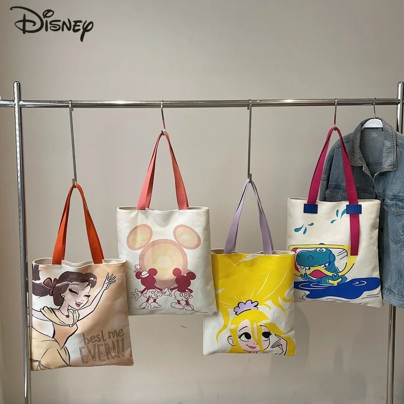 

Disney New Women's Handbag Fashion High Quality Canvas Women's Shoulder Bag Cartoon Leisure Large Capacity Girl Shopping Bag