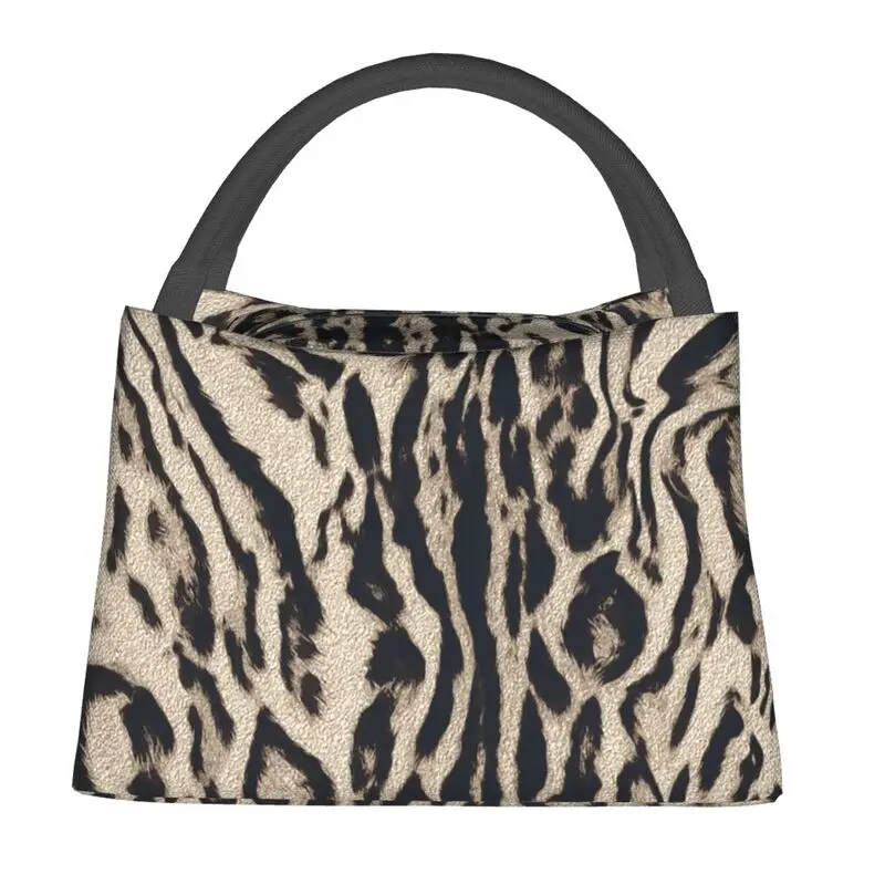 Tiger Fur Pattern Platinum Portable Lunch Box Women Waterproof Wild Animal Skin Pattern Print Insulated Lunch Bag