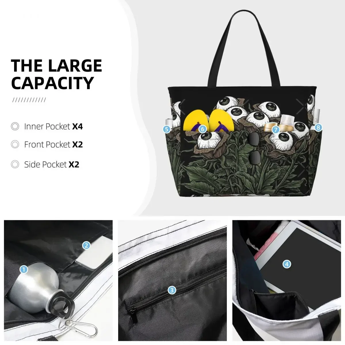 Bouquet Beach Travel Bag, Tote Bag Trendy Shopping Daily Shoulder Bag Multi-Style Pattern