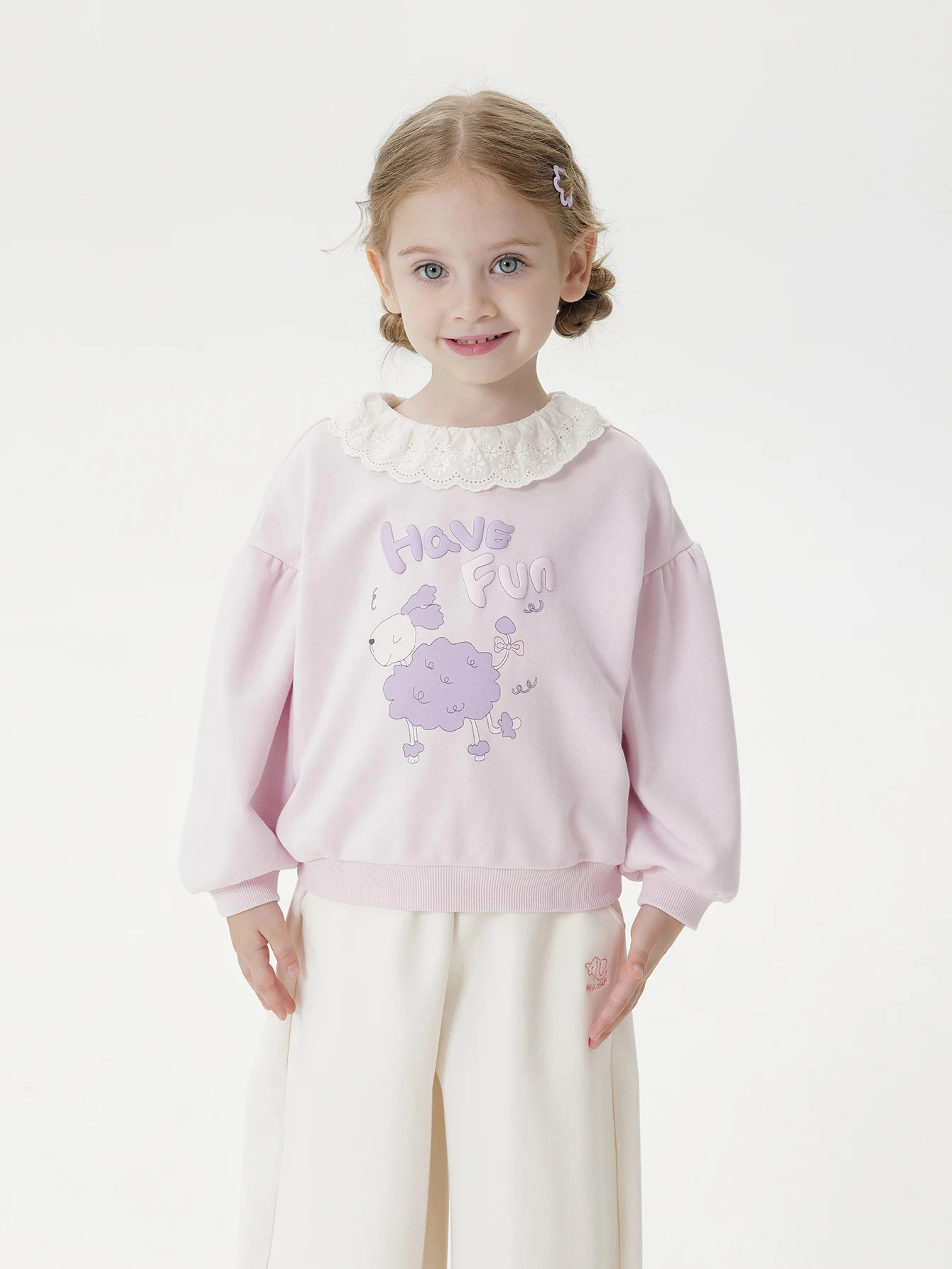 

MARC & JANIE Toddler Girl Sweet Lamb Print Floral Lace Collar Sweatshirt 551182