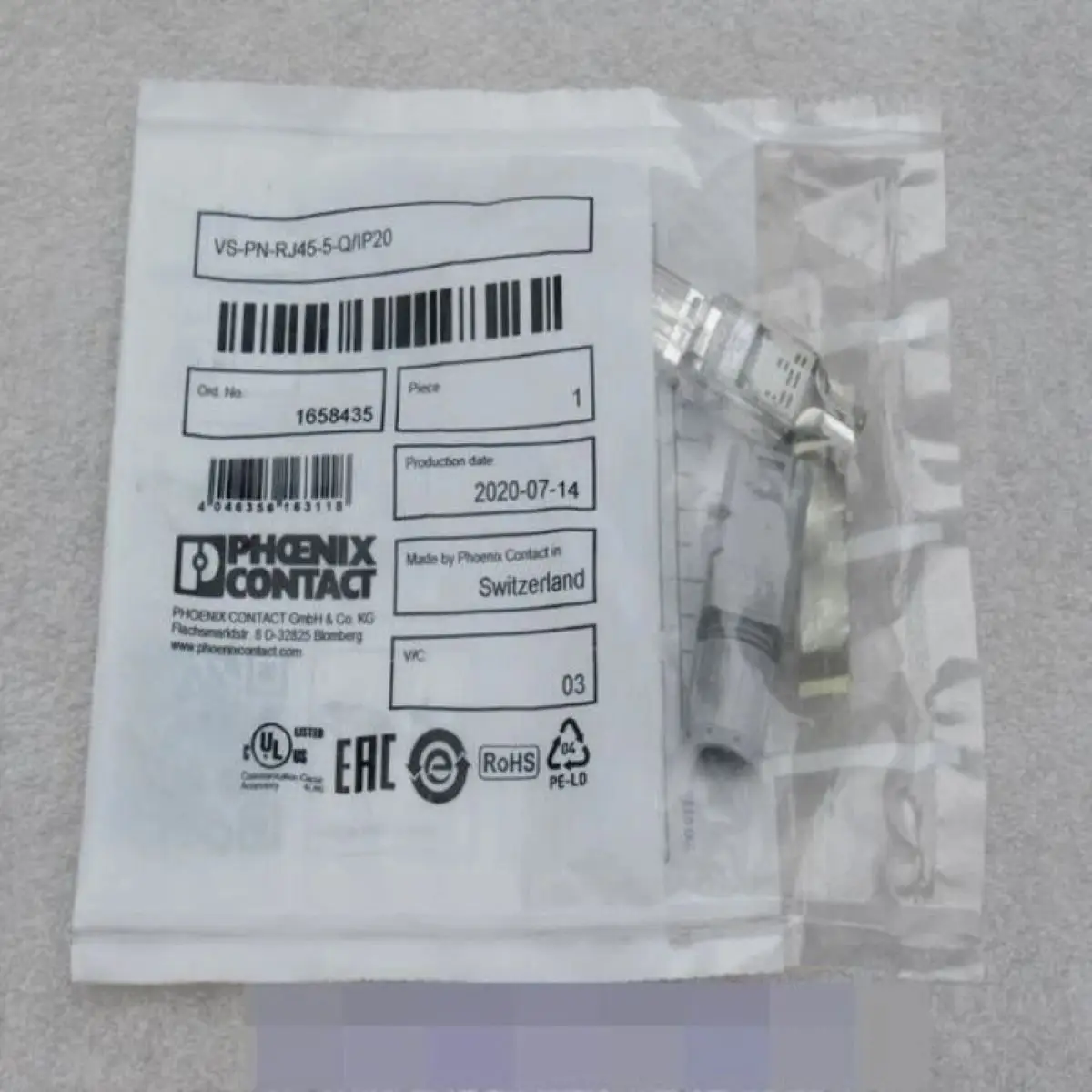 

1658435 VS-PN-RJ45-5-Q/IP20 connector