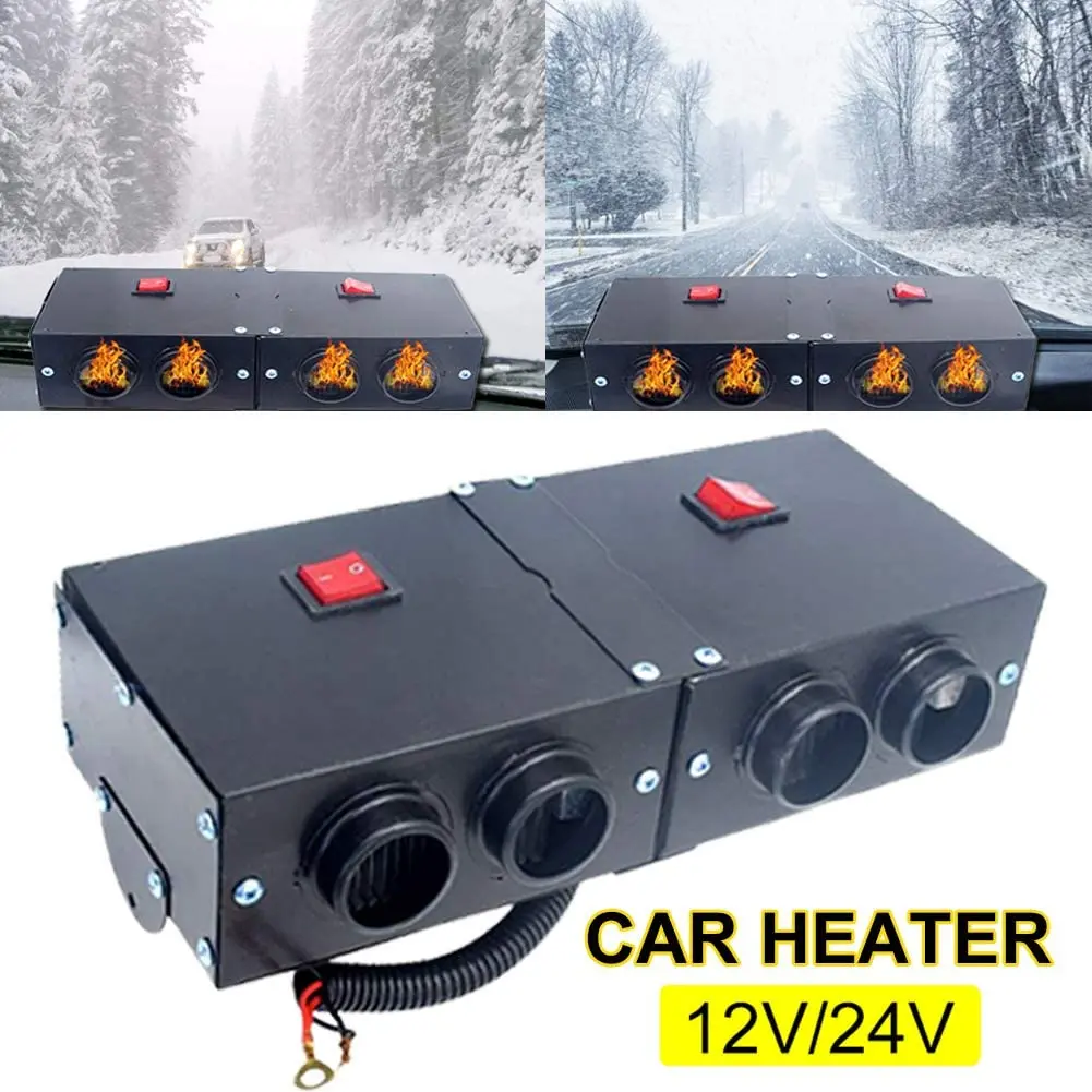 

500W 12/24V Car Heater Defroster Portable Car Windshield Windscreen Demister with 4 Outlet for Vehicle RV SUV Truck