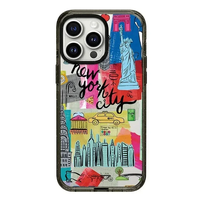 

2.0 Upgrade Acrylic Border Cities Phone Case Cover for iPhone 11 12 13 14 15 16 Pro Max Case for iPhone 16 Pro