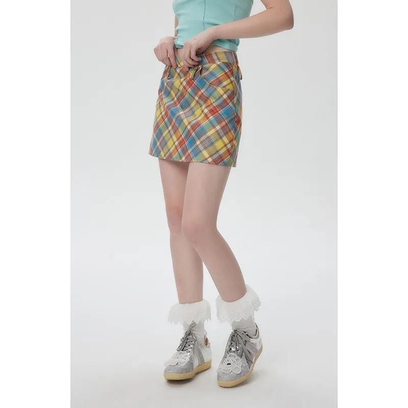 NXXTRESS-saia xadrez vintage americana para mulheres, cintura alta, plissada, doce, fofa, fada, grunge, harajuku, estilo preppy, roupas, Y2K