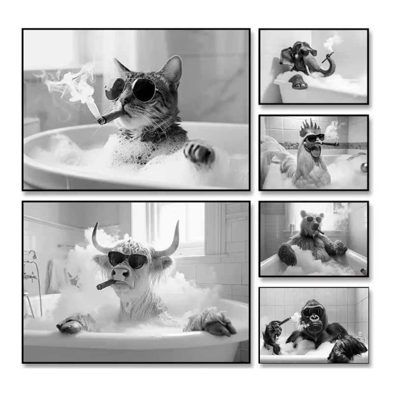 

Полные дрели DIY 5D алмазная живопись крутые животные в ванне курение алмазные художественные аксессуары Pintura Diamantes алмазная живопись