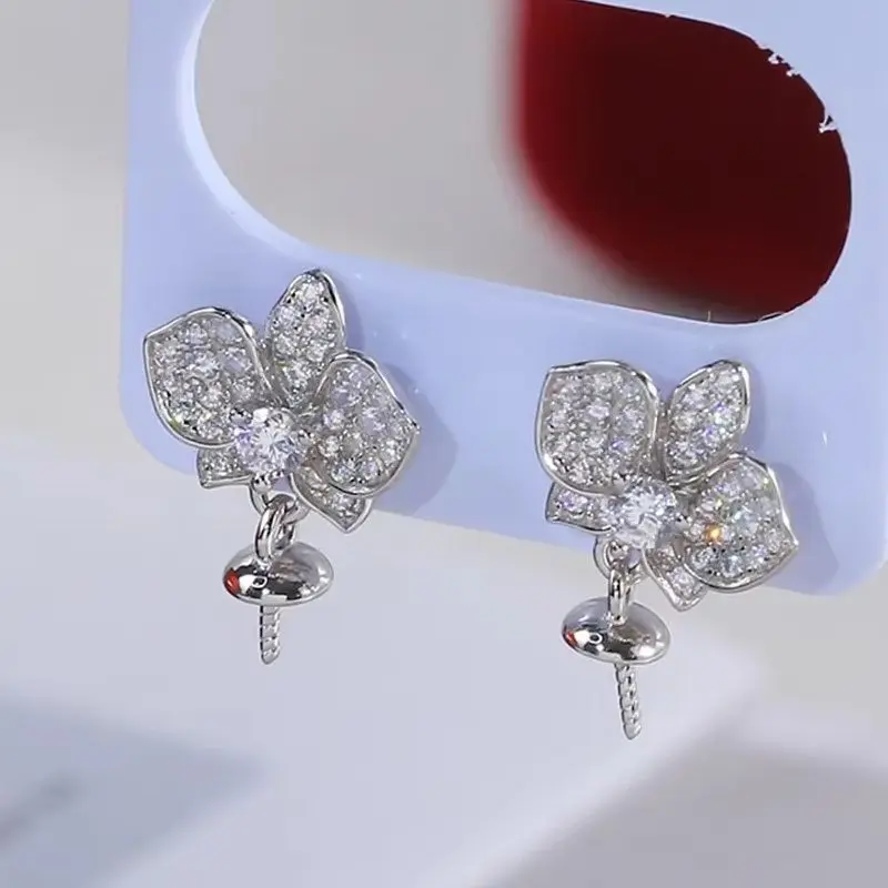 

Серьги из стерлингового серебра 925 пробы с жемчугом, принадлежности для самостоятельного изготовления ювелирных изделий, пустые стойки для сережек для аксессуаров ручной работы, без жемчуга