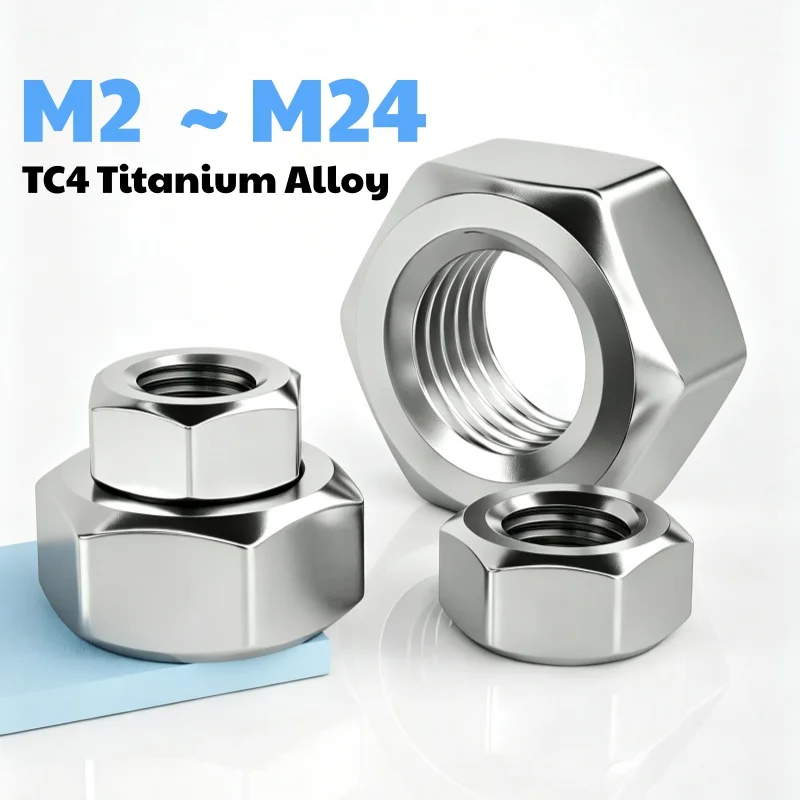 TC4 Titanium Alloy M2 M2.5 M3 M4 M5 M6 M8 M10 ~ M24 Pure Titanium Hexagon Nuts Hex Nut Fasteners