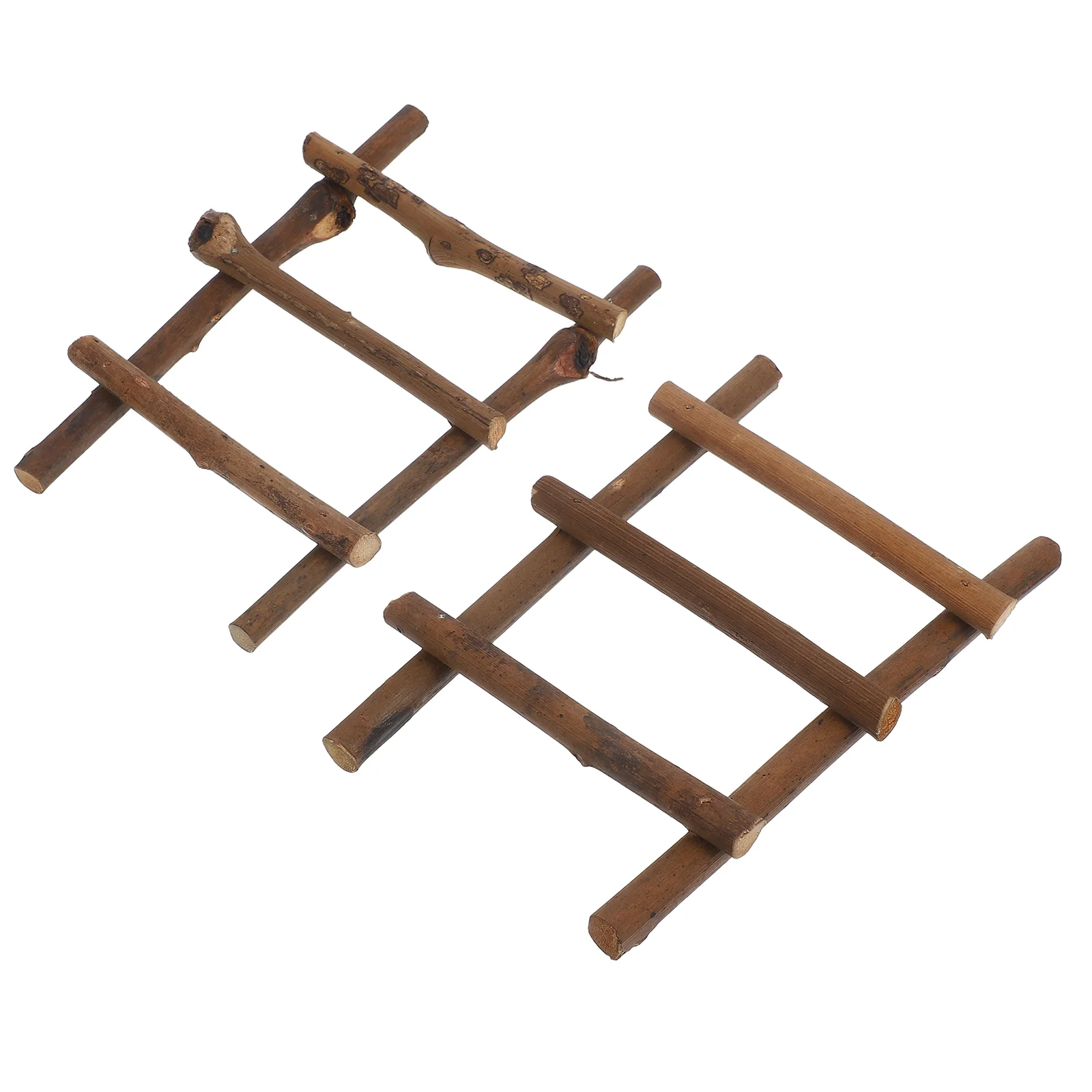

2 Pcs Micro Landscape Ladder Mini Prop Step Rattan Garden Miniature House Model