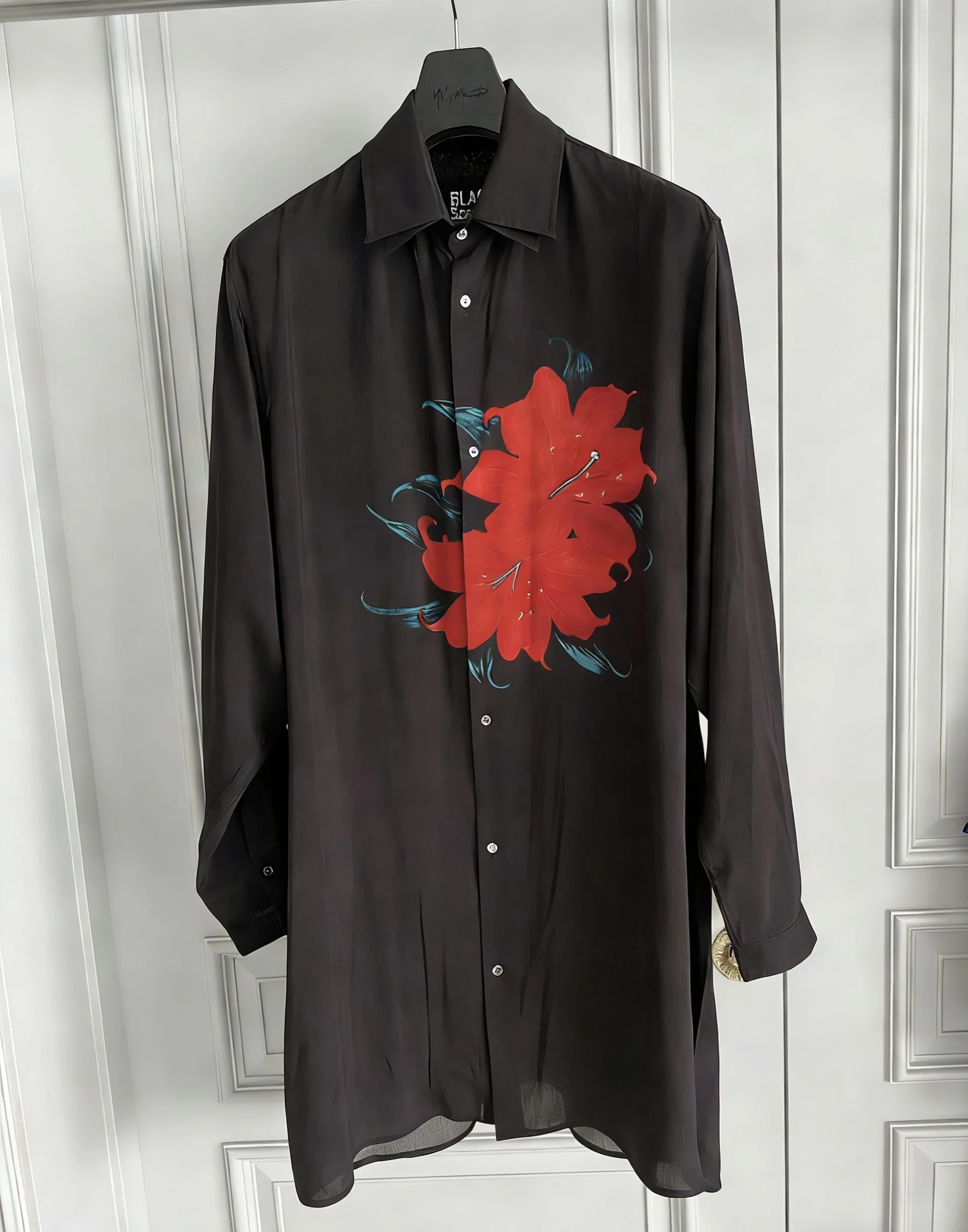 

TOP-YAMAMOTO original design flower and classic pure cotton casual shirt for teenagers, versatile and artistic trendy men