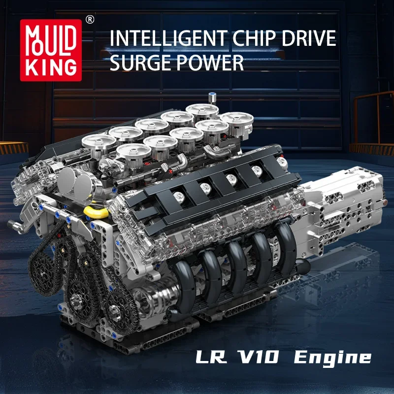 Mould King 10250 Technical Car Engine Toys The Motorized LR Sport Car V10 Engine Building Block Brick Set Kids Christmas Gift
