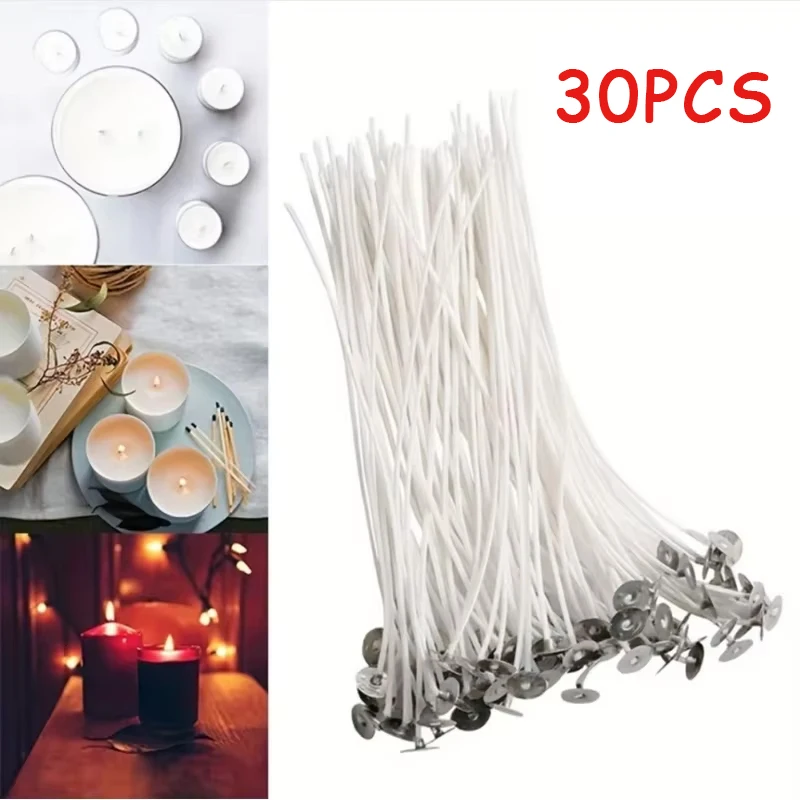 30 peças de pavios de algodão para velas, sem fumaça, para fabricação de velas DIY