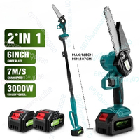 3000W 6 Inch Telescoping Pole Electric Chainsaw 2 IN 1 High Branch Garden Pruning Power Tool For 18V Battery