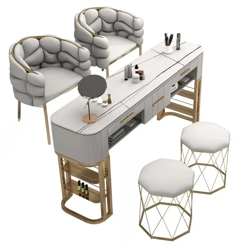 & Professional Manicure Table and Chair Set Premium Slate Top Single Nail Tables Japanese Beauty Salon Nail Table Salon Furnitur