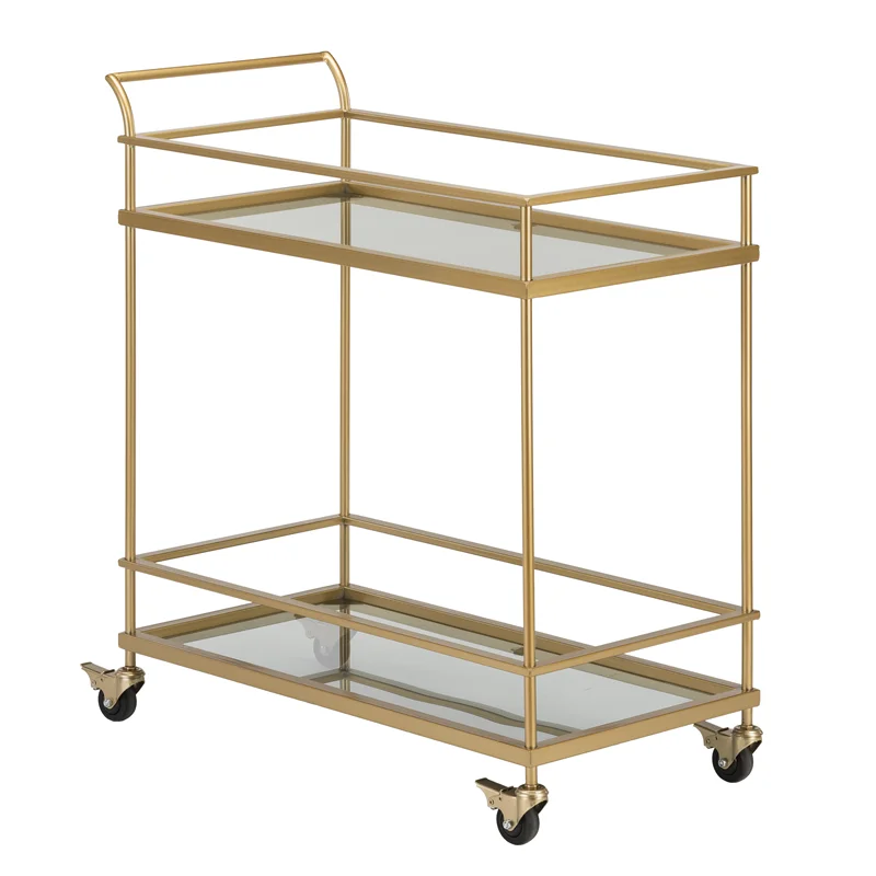 

*Golden food preparation and delivery cart Home mobile wine rack Hotel restaurant Cake wine cart Meal side car