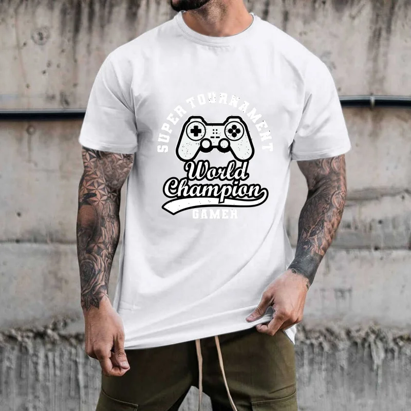Vintage Game Controller 'World Champion' Heat Transfer White Ink Iron - on Patch, Suitable for T - Shirts/Canvas Bags, Trendy