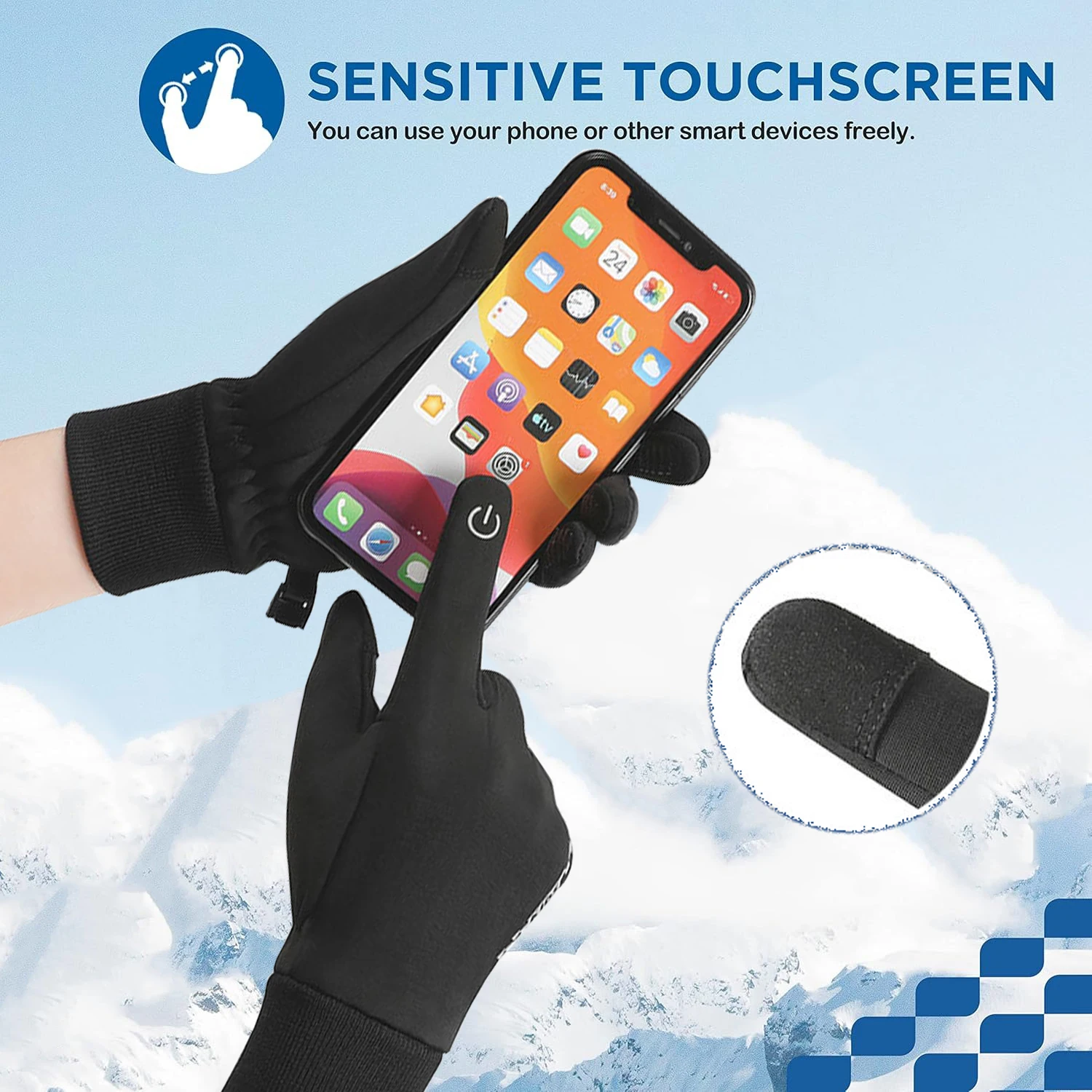 الشتاء قفازات الأطفال مبطن الرياح الدافئة الباردة قفازات ركوب الخيل شاشة تعمل باللمس عدم الانزلاق قفازات التزلج مقاوم للماء قفازات رياضية في الهواء الطلق #5