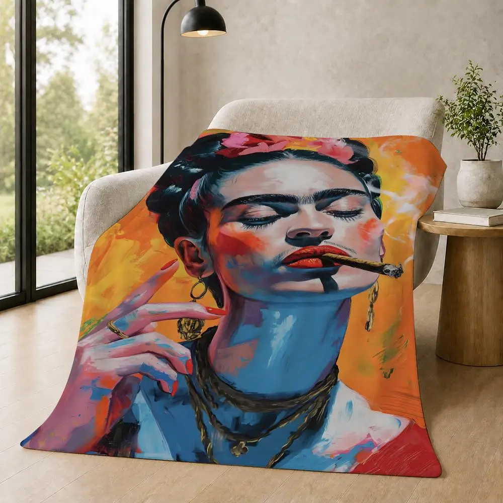 Artist F-Frida Kahlo Iconic Mexican Surrealist Throw 320g Soft Flannel Fleece Throw Blanket Cover Sofa Bed Dorm Nap Gift - view 6