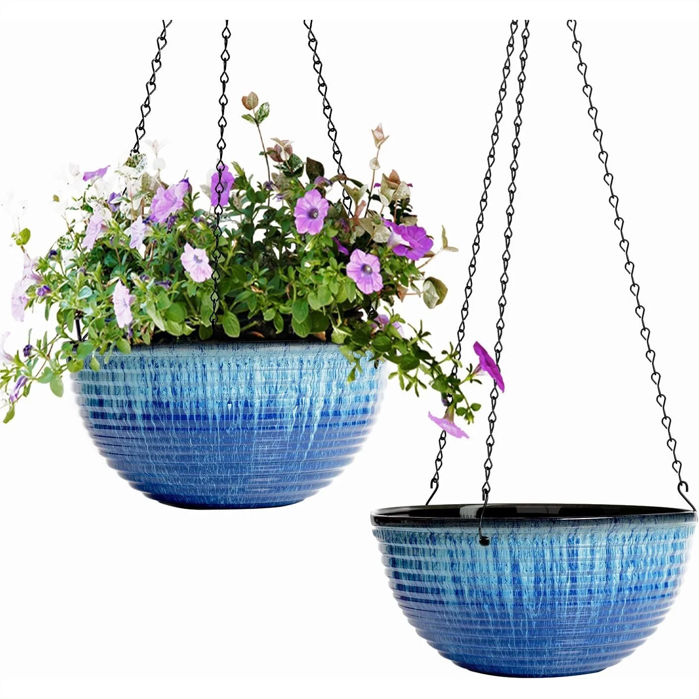 

Hanging Planters 10 Inch with Drainage Holes for Indoor Outdoor Plants, Glazed Flower Pots for Garden Home Decor