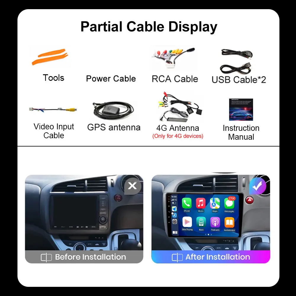 For Honda Stream 2 2006 - 2014 Android 16 Auto Radio Wireless Carplay 4G+ Wifi Car Multimedia GPS Vadio Player Carplay Accessory