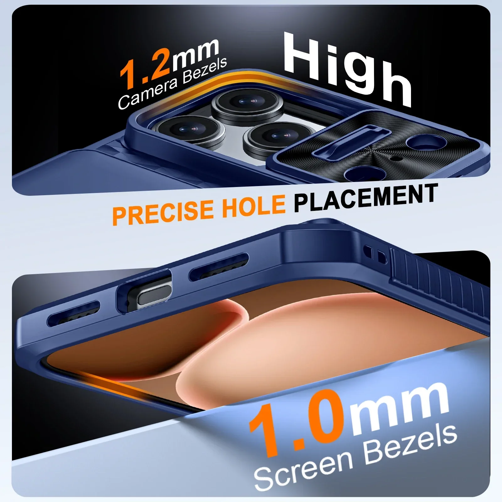 هدايا الهالوين مع حامل بطاقات وغطاء كاميرا منزلق وحامل لهاتف iPhone 17 Pro Max، حافظة محفظة PC+TPU مضادة للسقوط - أزرق #5