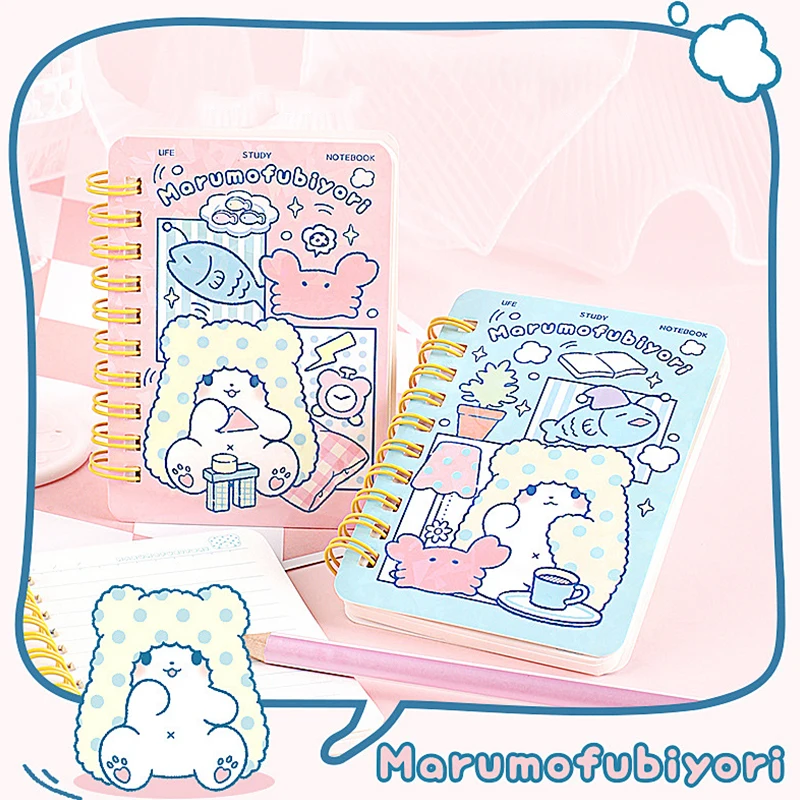 Sanrios Mini Spiral Notebook Anime Figure Marumofubiyori Planner Notepad Cute Portable Sketchbook School Stationery Supplies