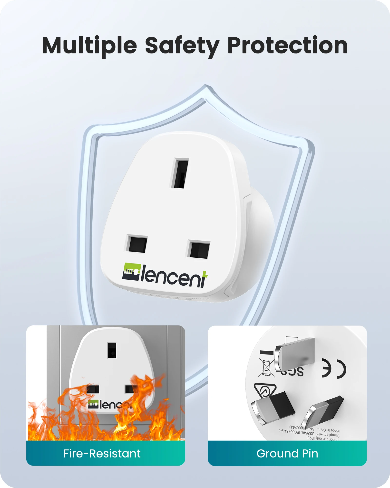 LENCENT 2 PCS UK to Australia China Plug Adapter Grounded Australian Travel Adapter for Australia High Quality Adapter Converter