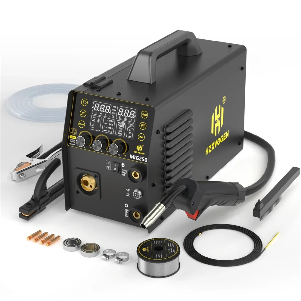 Hzxvogen Mig250 5 in 1 Aluminum Welder 250A 220V Mma/Mig/Lift Tig/Stick Digital Semi-Automatic Inverter Welding Machine Gas/Gasless Welder