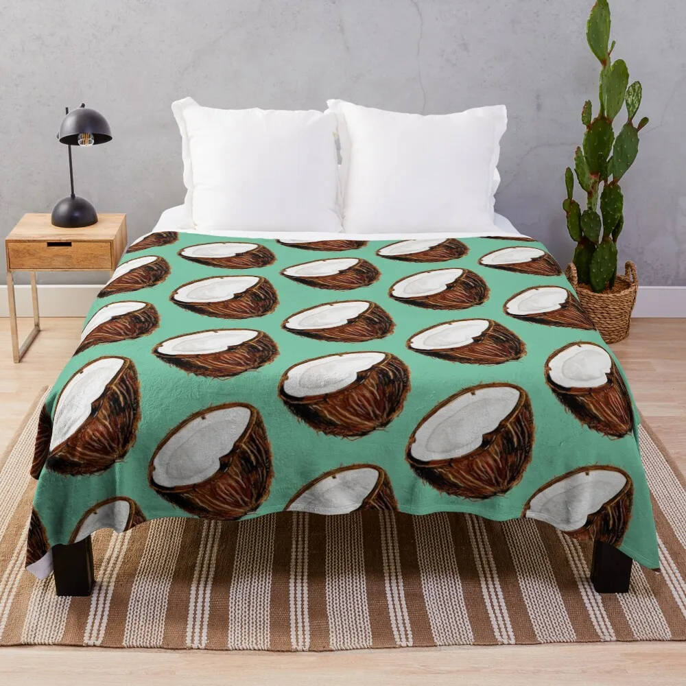 

Coconut Pattern - Teal Throw Blanket