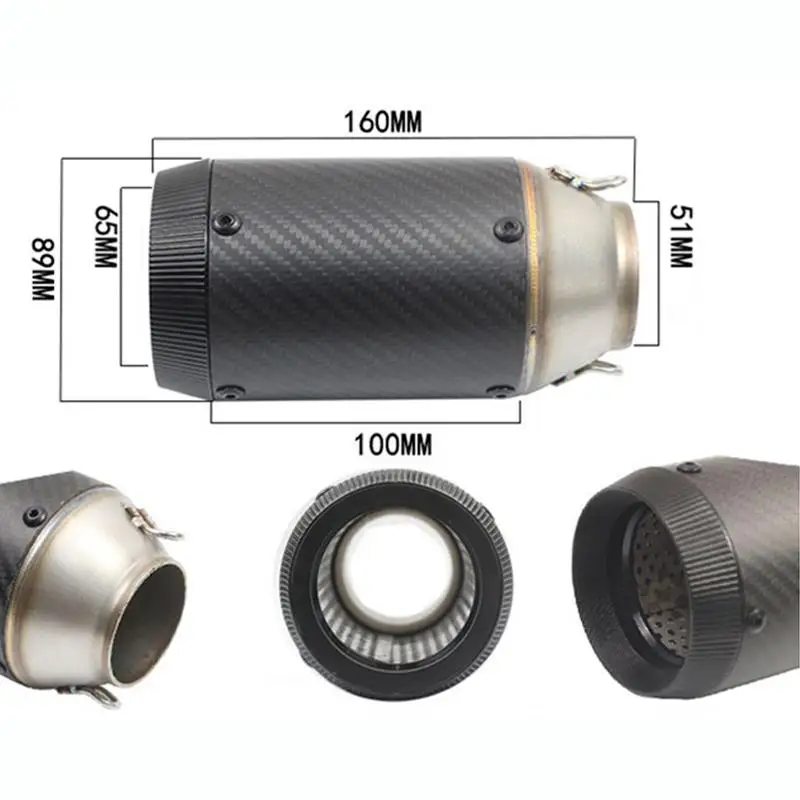 Slip On For Kawasaki Ninja300 Ninja250 Z250 2013-2016 Motorcycle Exhaust Mid Link Pipe Carbon Fiber Muffler160mm Escape