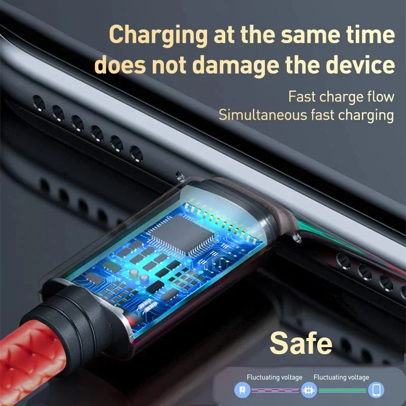 MAOYYE 3 в 1, USB-кабель для быстрой зарядки, кабель типа C Micro IOS, мульти зарядный кабель для iPhone, Huawei, Samsung, нейлоновый плетеный шнур