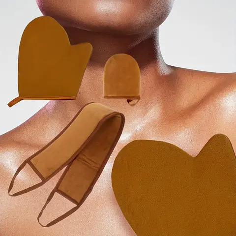 3pcs Self-Tanning Kit - Includes Back Applicator, Mini Finger Gloves & Large Glove - Perfect for Face & Body Tanning