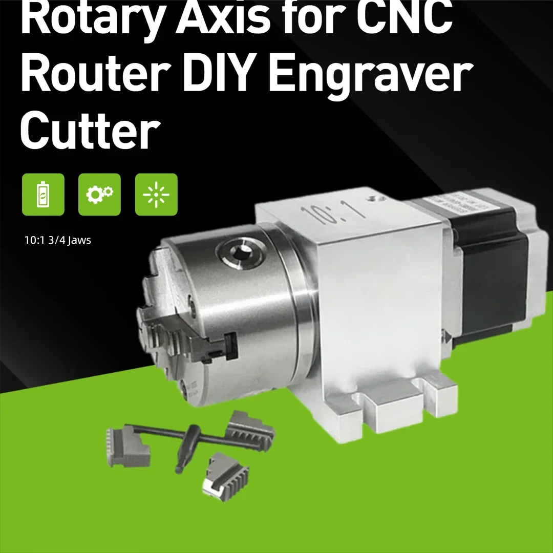 High-precision Planetary Rotary AXis 4th Axis 86 Stepper Motor 100mm 3/4jaws Chucks H90-10-100B 100A for Wood Router Engraver