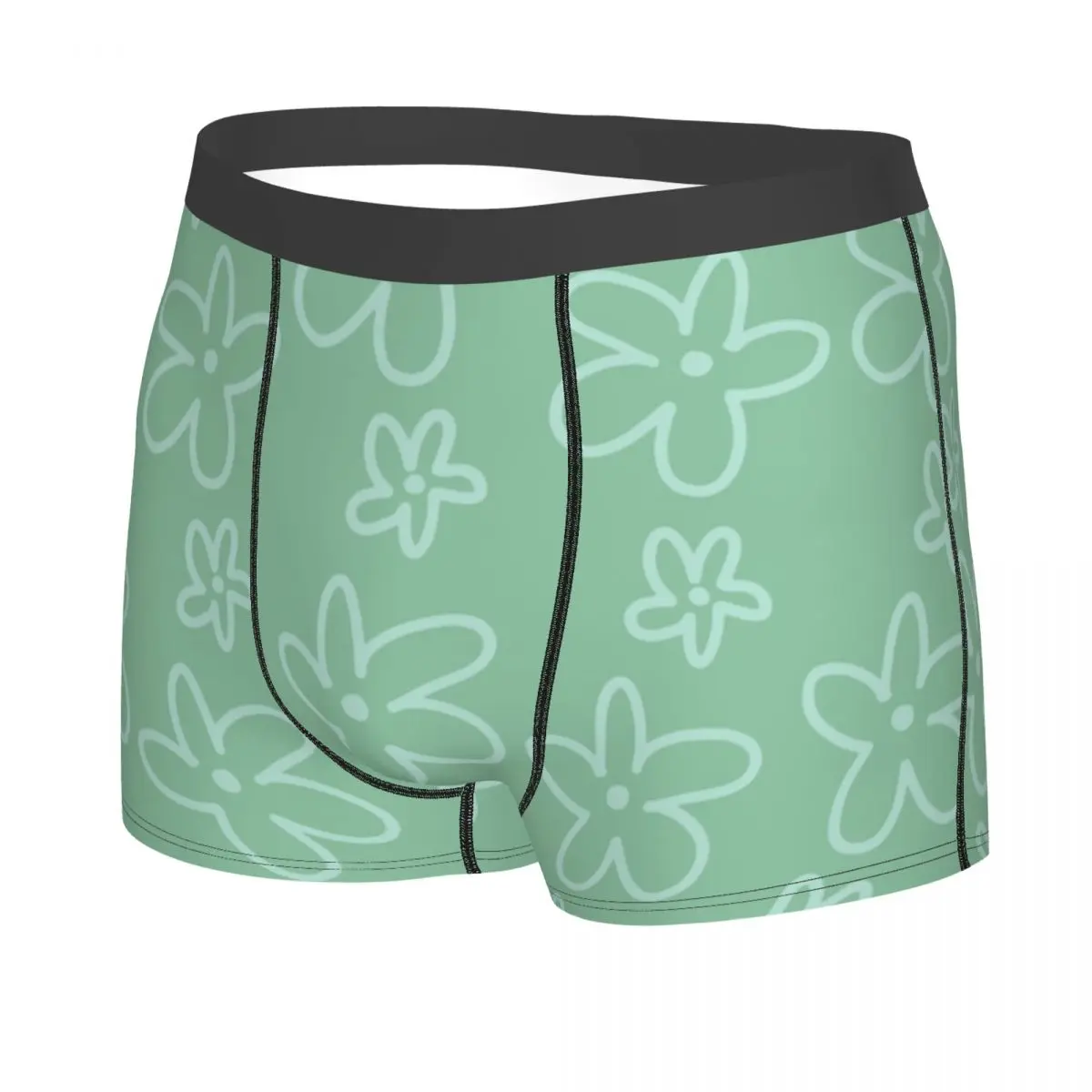 Sage Green Flowers Boxer Shorts Men 3D Print Male Soft Underwear Panties Briefs