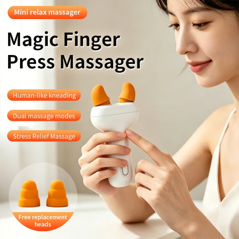 Portable Electric Finger Massager & Neck Shoulder Kneading Device, Mini Stress Relief Hand Massager, Deep Tissue Relaxation Tool