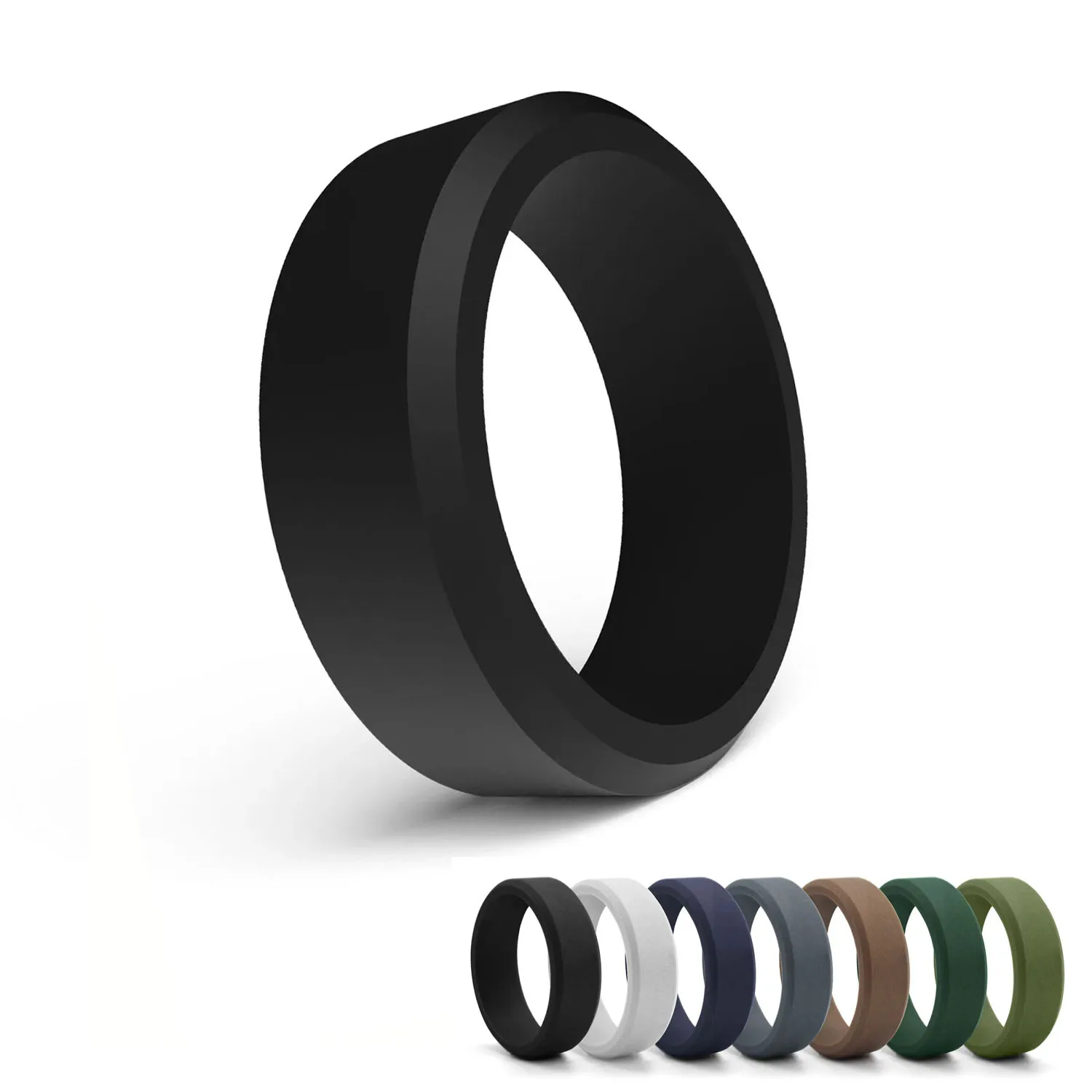 1pc 8mm New Sports Rings Hypoallergenic Mens Wedding Silicone Finger Ring Gift For Men 7-14 Size Outdoor Running Jewelry